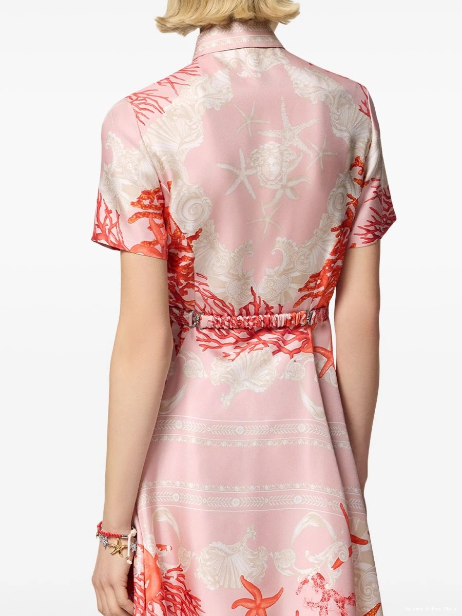 Cheap Versace Barocco silk shirt Women dress Sea 0331